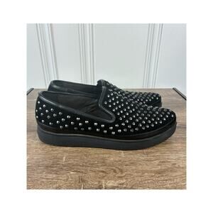 DONALD PLINER Mickey Studded Platform Loafers Slip On Black Leather Women's 7.5